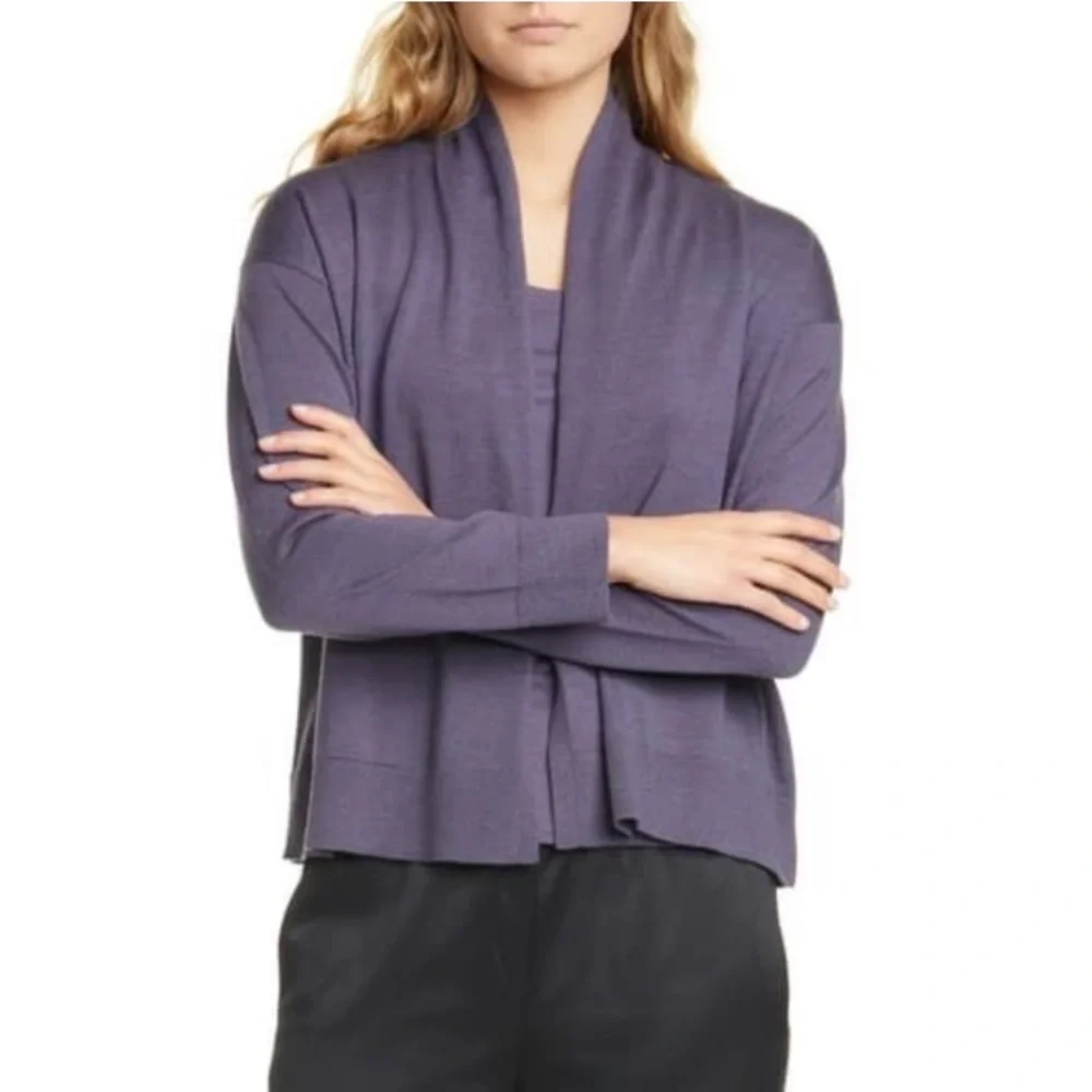 Eileen Fisher Open Front Extra Fine Merino Wool Cardigan Size XXS